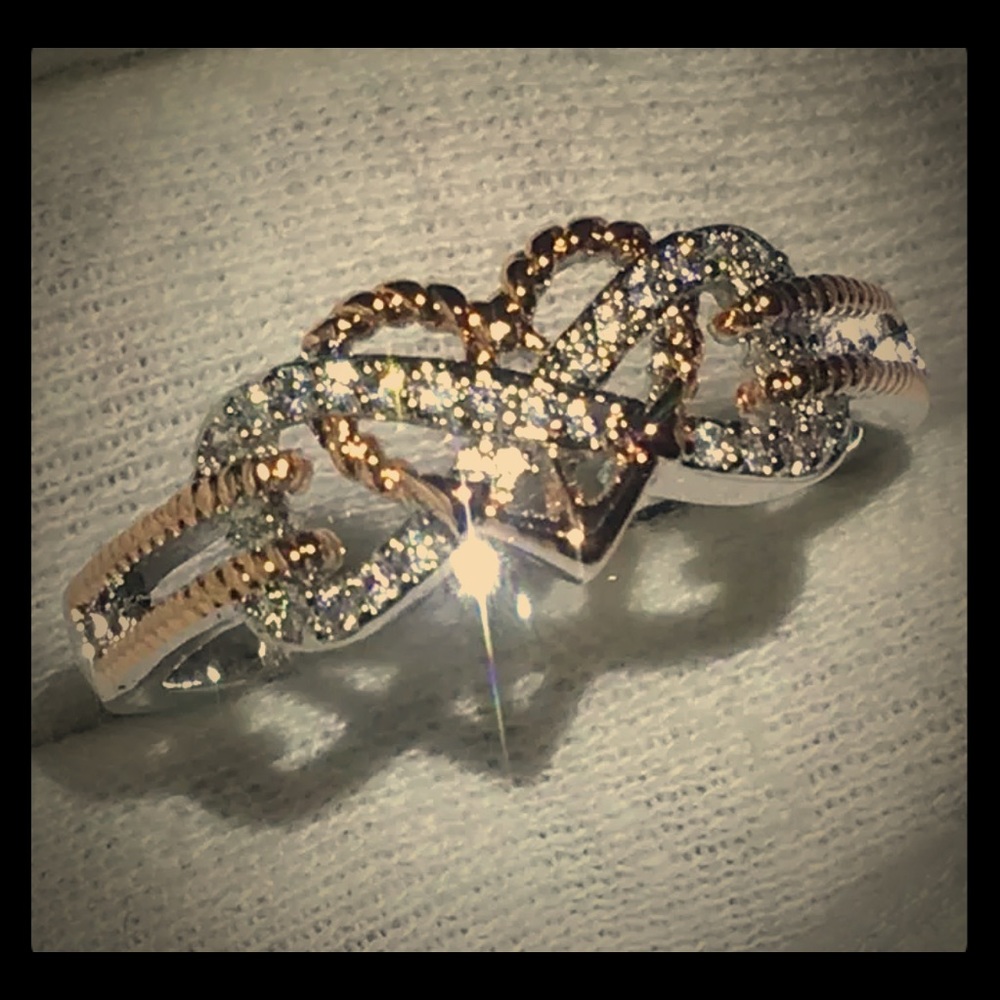 Silver Rose Gold Infinity Heart  Ring